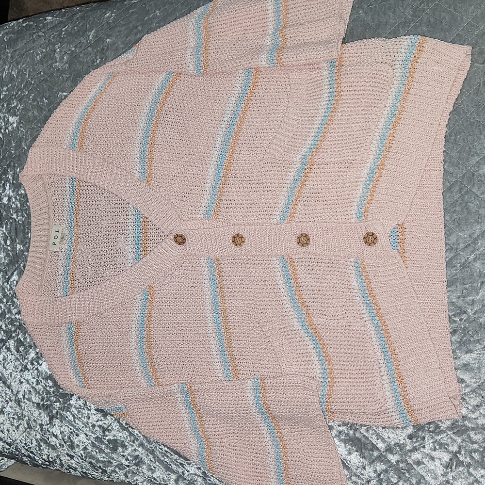BNWOT POL Oversized Pink Striped Cardigan. - Picture 10 of 16